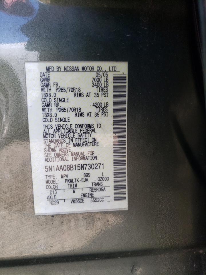 Photo 10 from auction – 2005 NISSAN ARMADA SE with VIN 5N1AA08B15N730271