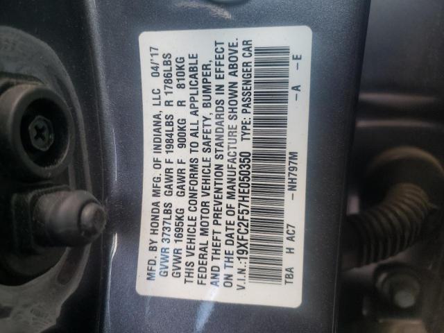 Photo 10 from auction – 2017 HONDA CIVIC LX with VIN 19XFC2F57HE050350