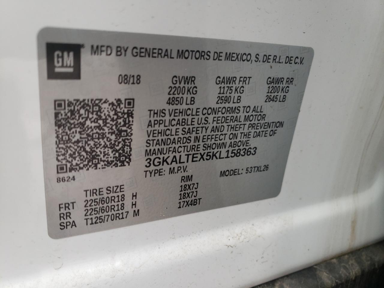 Photo 10 from auction – 2019 GMC TERRAIN SL with VIN 3GKALTEX5KL158363