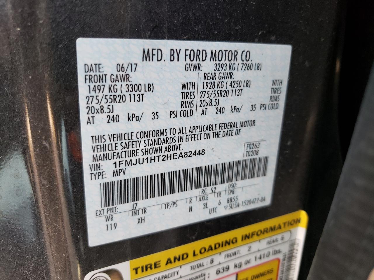 Photo 10 from auction – 2017 FORD EXPEDITION with VIN 1FMJU1HT2HEA82448