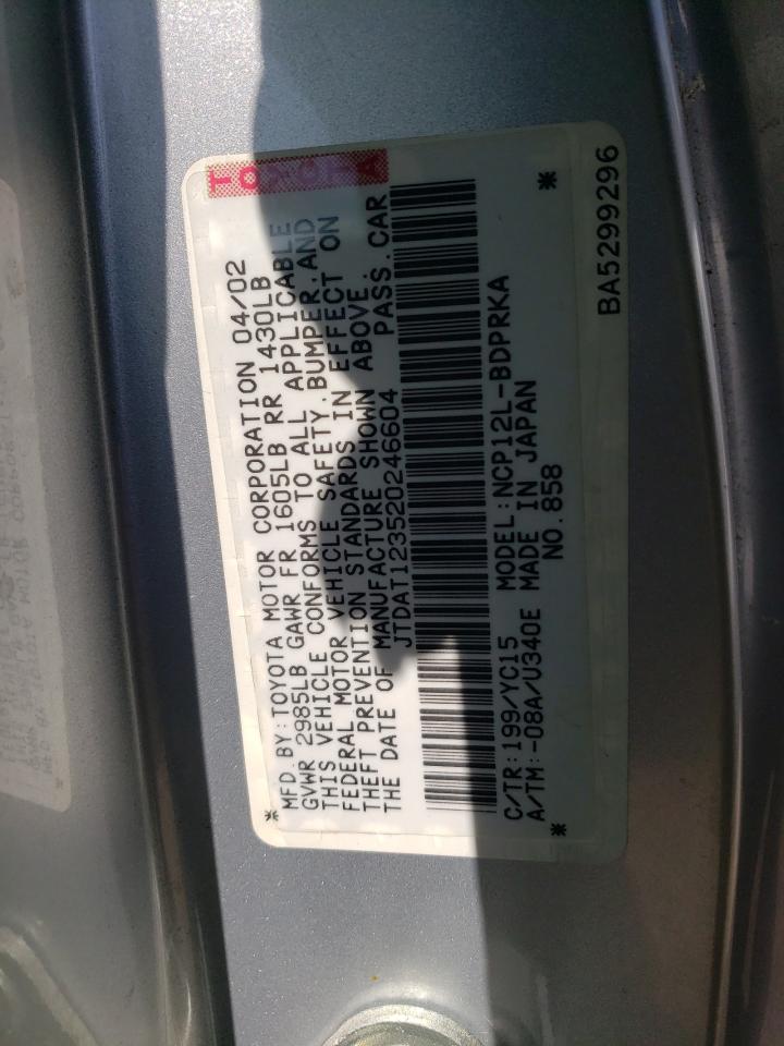 Photo 10 from auction – 2002 TOYOTA ECHO with VIN JTDAT123520246604