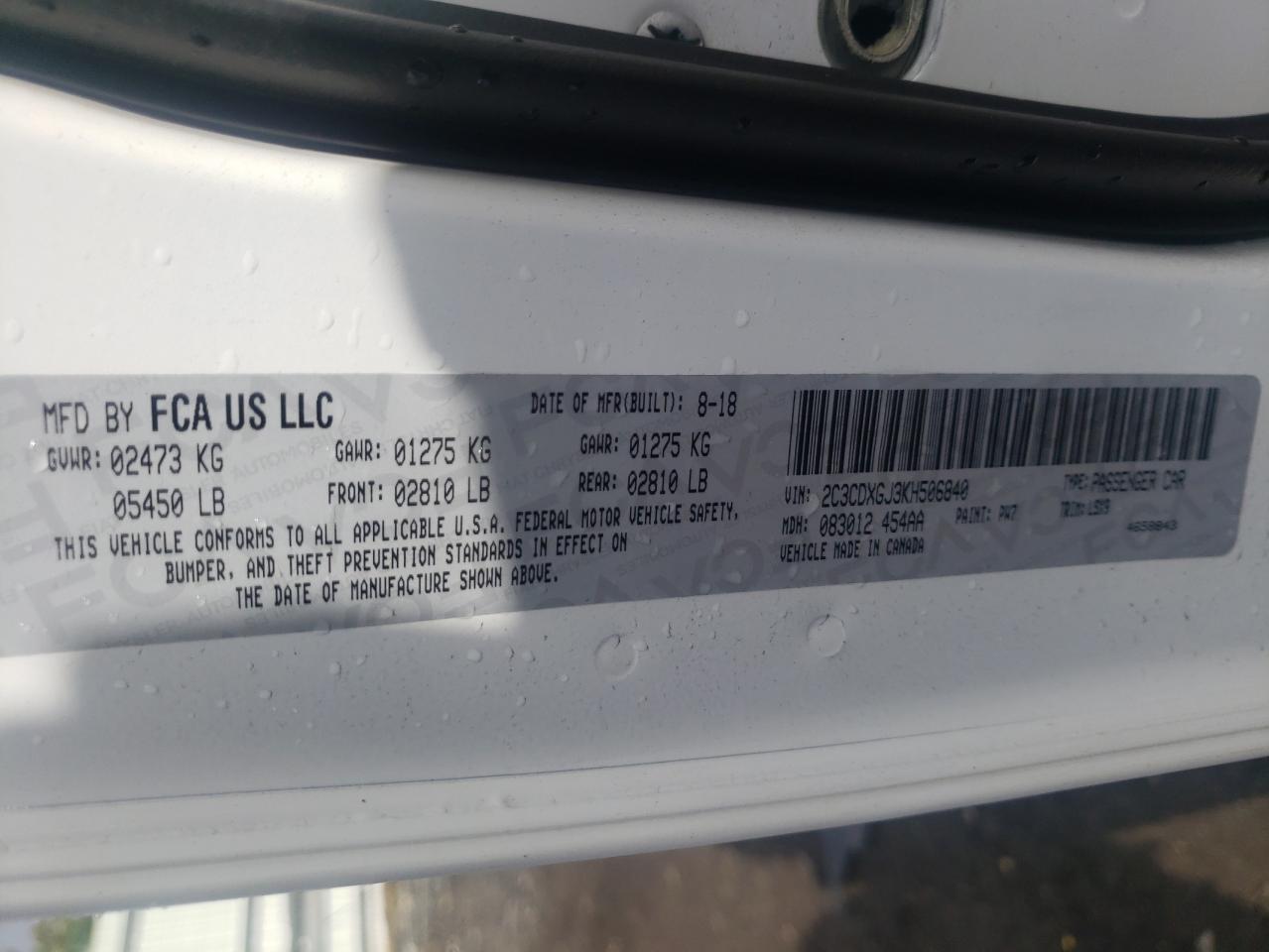 Photo 10 from auction – 2019 DODGE CHARGER SC with VIN 2C3CDXGJ3KH506840