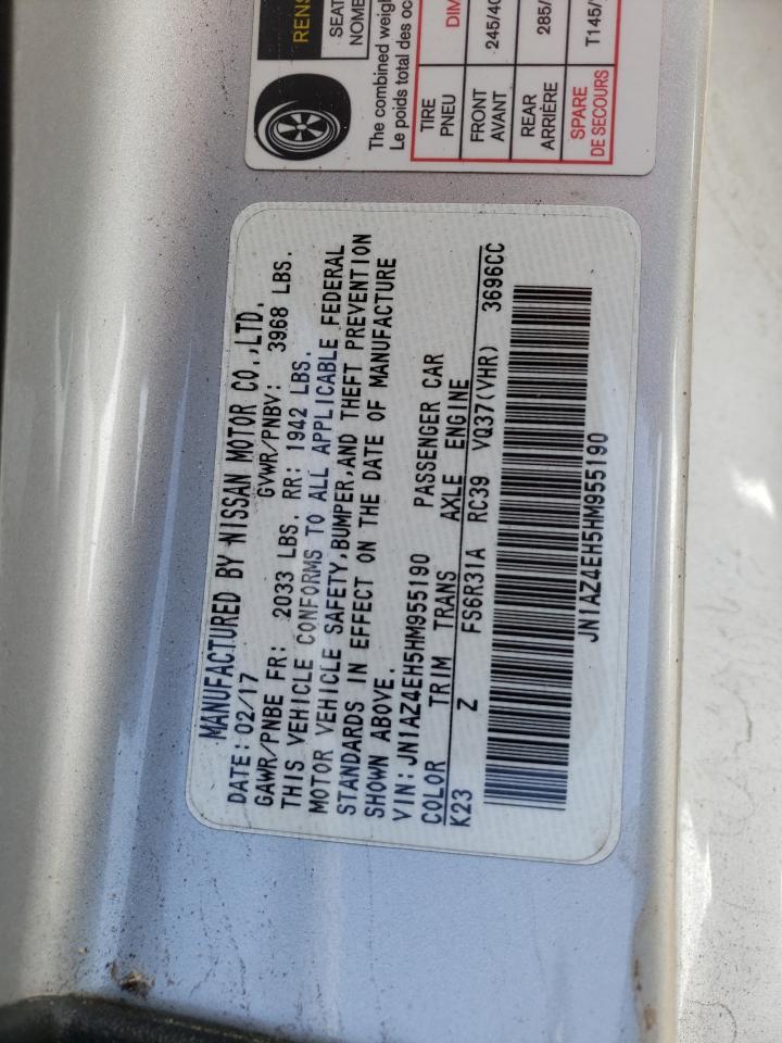 Photo 10 from auction – 2017 NISSAN 370Z BASE with VIN JN1AZ4EH5HM955190