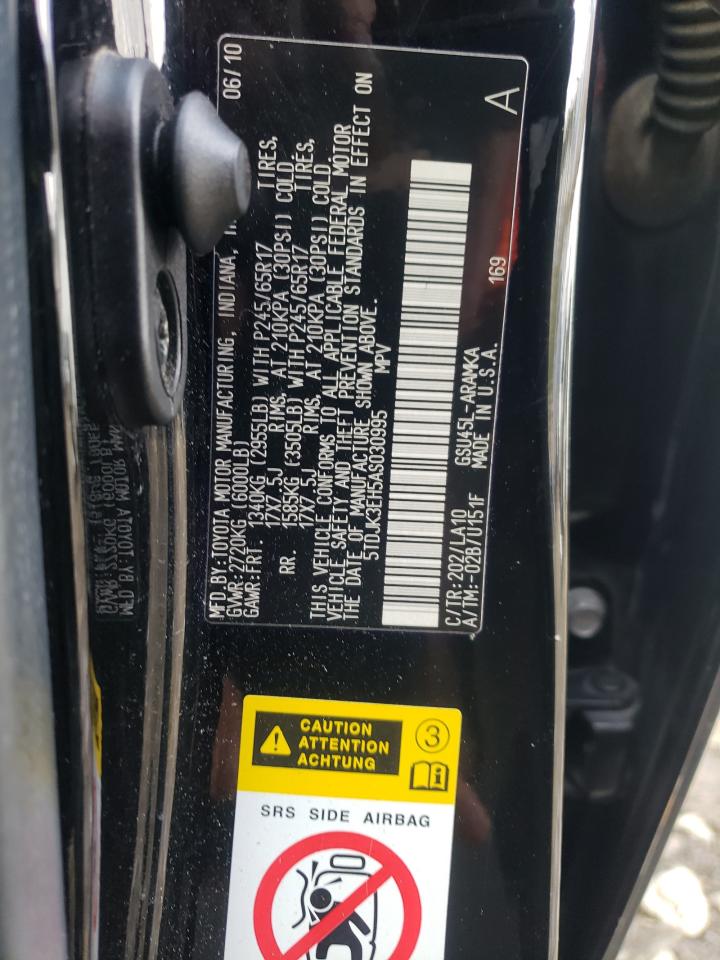 Photo 10 from auction – 2010 TOYOTA HIGHLANDER with VIN 5TDJK3EH5AS030995