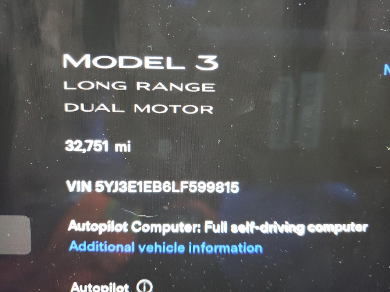 Photo 8 from auction – 2020 TESLA MODEL 3 with VIN 5YJ3E1EB6LF599815