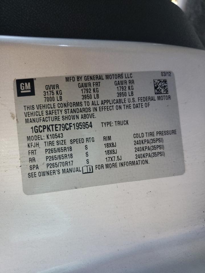 Photo 10 from auction – 2012 CHEVROLET SILVERADO with VIN 1GCPKTE79CF195954