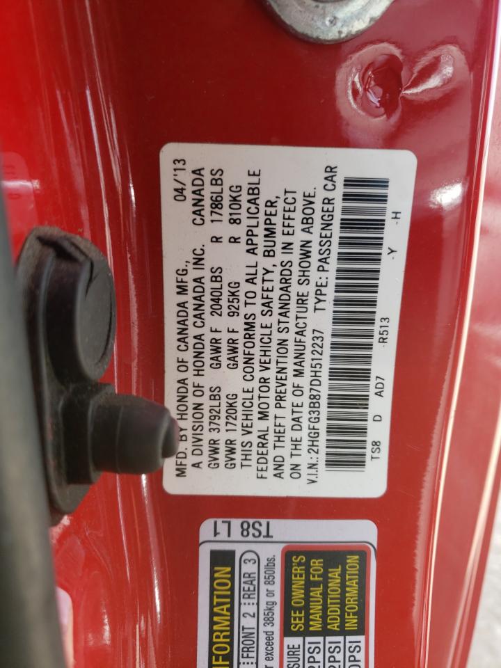Photo 10 from auction – 2013 HONDA CIVIC EX with VIN 2HGFG3B87DH512237