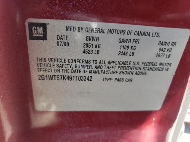 Photo 10 from auction – 2009 CHEVROLET IMPALA 1LT with VIN 2G1WT57K491103342