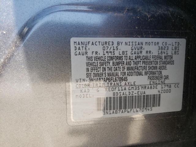 Photo 10 from auction – 2015 NISSAN SENTRA S with VIN 3N1AB7AP6FL670945
