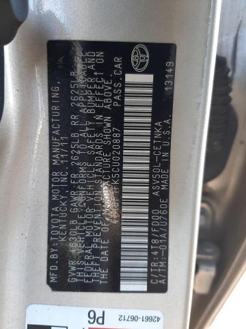 Photo 10 from auction – 2012 TOYOTA CAMRY BASE with VIN 4T1BF1FK5CU020887