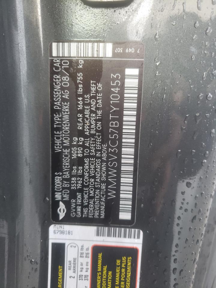 Photo 10 from auction – 2011 MINI COOPER S with VIN WMWSV3C57BTY10453
