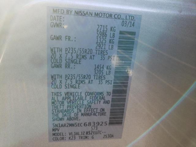 Photo 10 from auction – 2014 NISSAN PATHFINDER with VIN 5N1AR2MN5EC683925