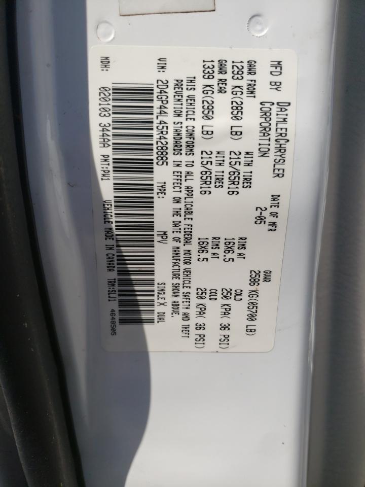 Photo 10 from auction – 2005 DODGE GRAND CARA with VIN 2D4GP44L45R428885