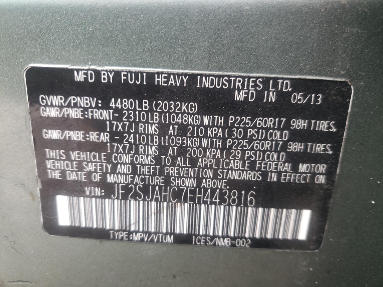 Photo 10 from auction – 2014 SUBARU FORESTER 2 with VIN JF2SJAHC7EH443816