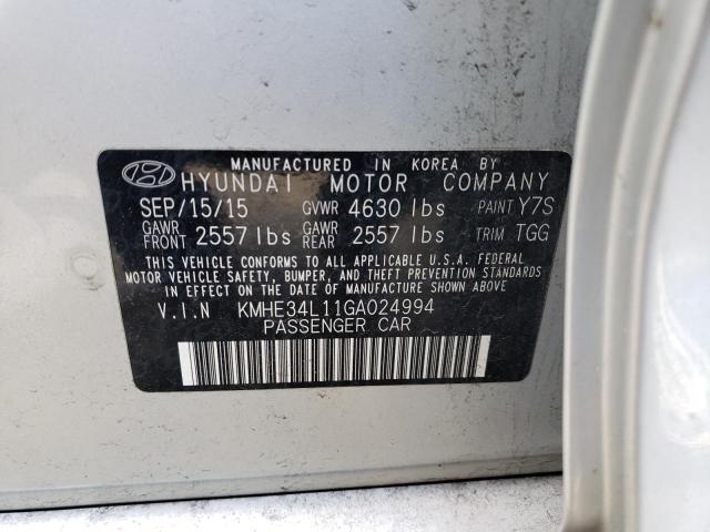 Photo 10 from auction – 2016 HYUNDAI SONATA HYB with VIN KMHE34L11GA024994