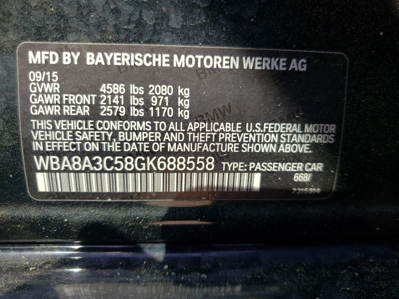 Photo 10 from auction – 2016 BMW 320 XI with VIN WBA8A3C58GK688558