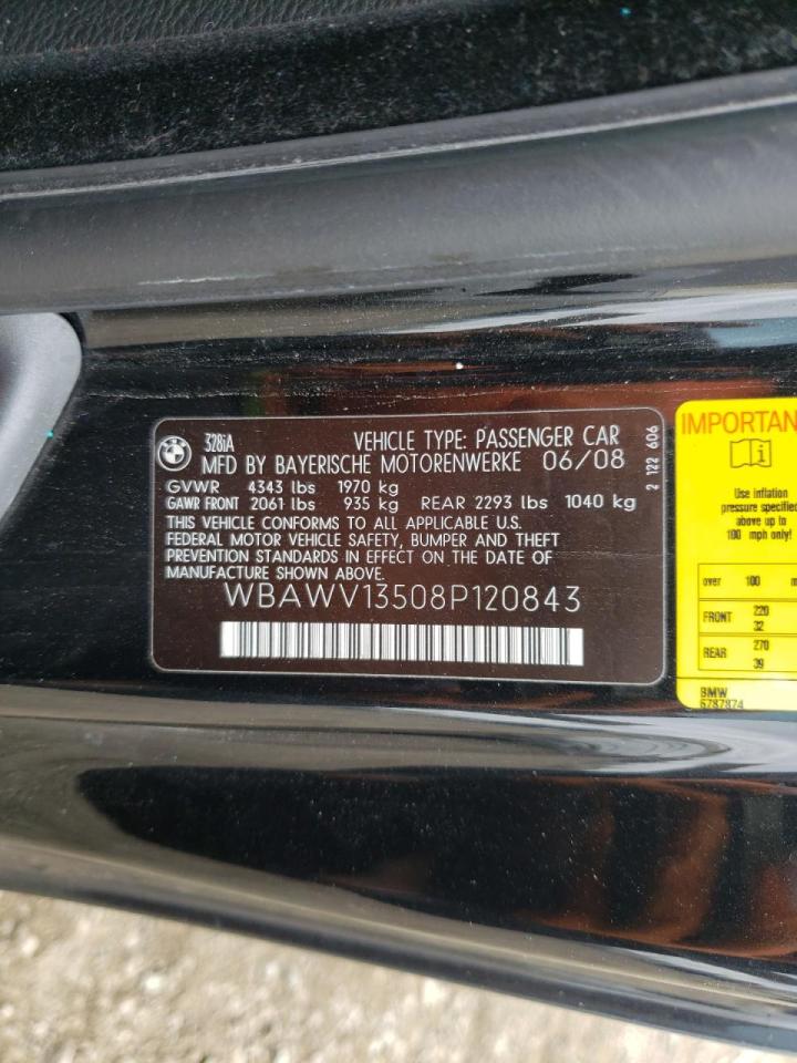 Photo 10 from auction – 2008 BMW 328I with VIN WBAWV13508P120843