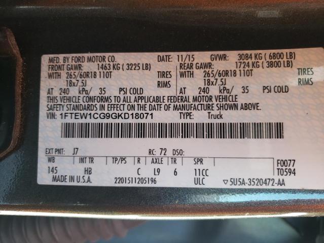 Photo 10 from auction – 2016 FORD F150 SUPER with VIN 1FTEW1CG9GKD18071