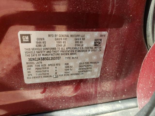 Photo 10 from auction – 2016 CHEVROLET TRAX LS with VIN 3GNCJKSB5GL263707