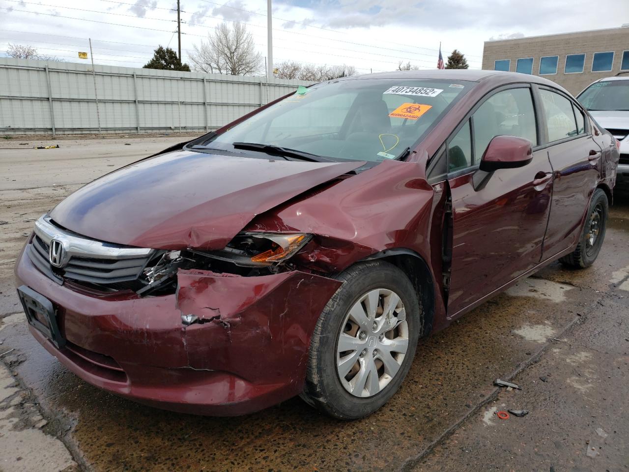 Photo 2 from auction – 2012 HONDA CIVIC LX with VIN 19XFB2F5XCE345647