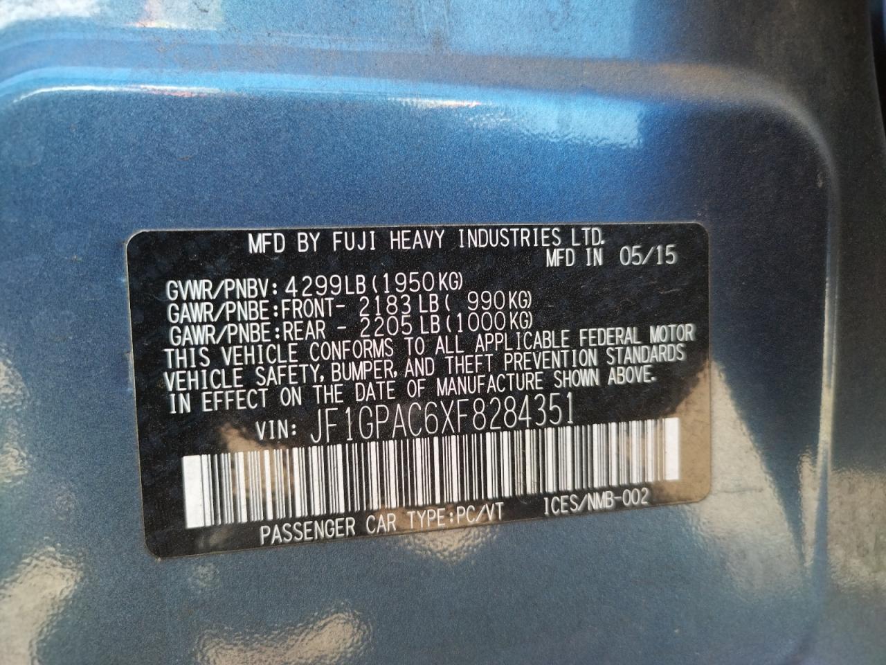 Photo 10 from auction – 2015 SUBARU IMPREZA PR with VIN JF1GPAC6XF8284351