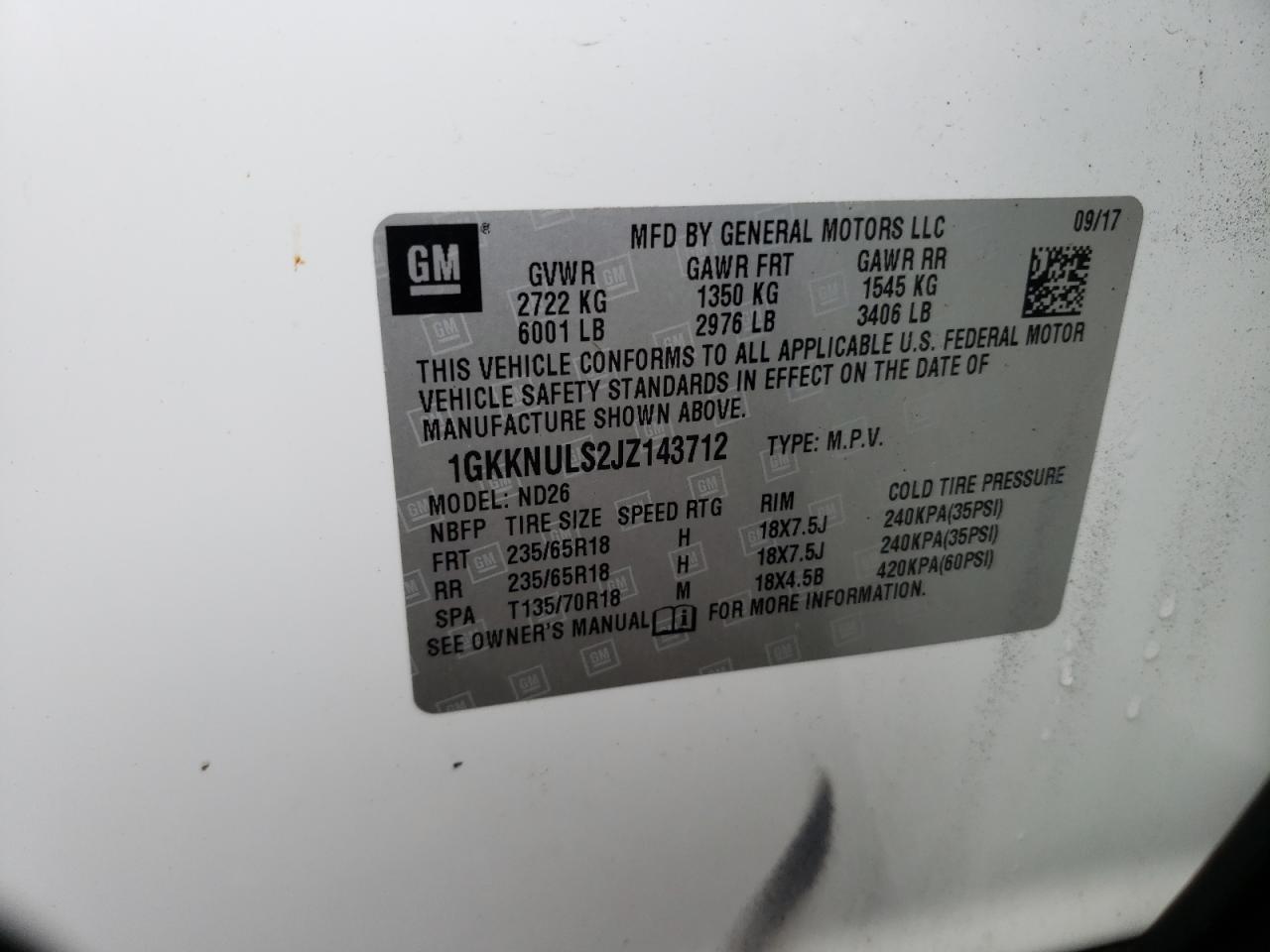 Photo 10 from auction – 2018 GMC ACADIA SLT with VIN 1GKKNULS2JZ143712