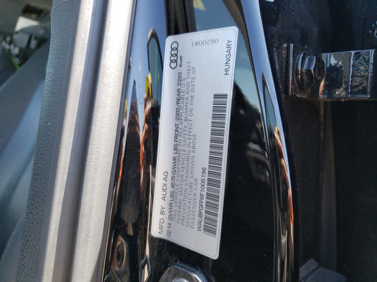 Photo 10 from auction – 2015 AUDI S3 PREMIUM with VIN WAUBFGFF6F1005196