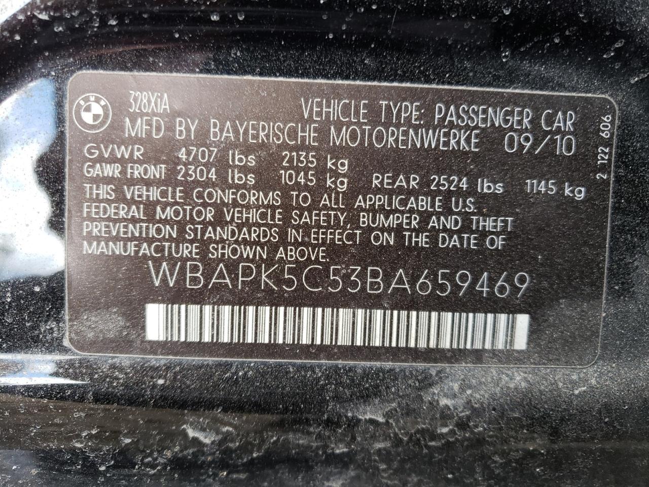 Photo 10 from auction – 2011 BMW 328 XI SUL with VIN WBAPK5C53BA659469
