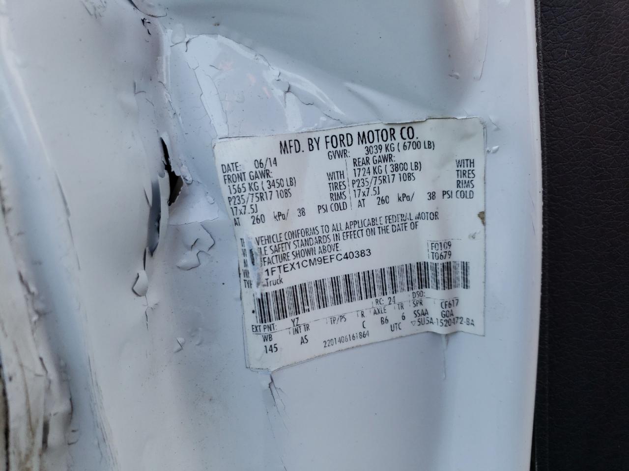 Photo 10 from auction – 2014 FORD F150 SUPER with VIN 1FTEX1CM9EFC40383