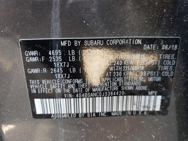 Photo 10 from auction – 2018 SUBARU OUTBACK 2. with VIN 4S4BSANC0J3384420