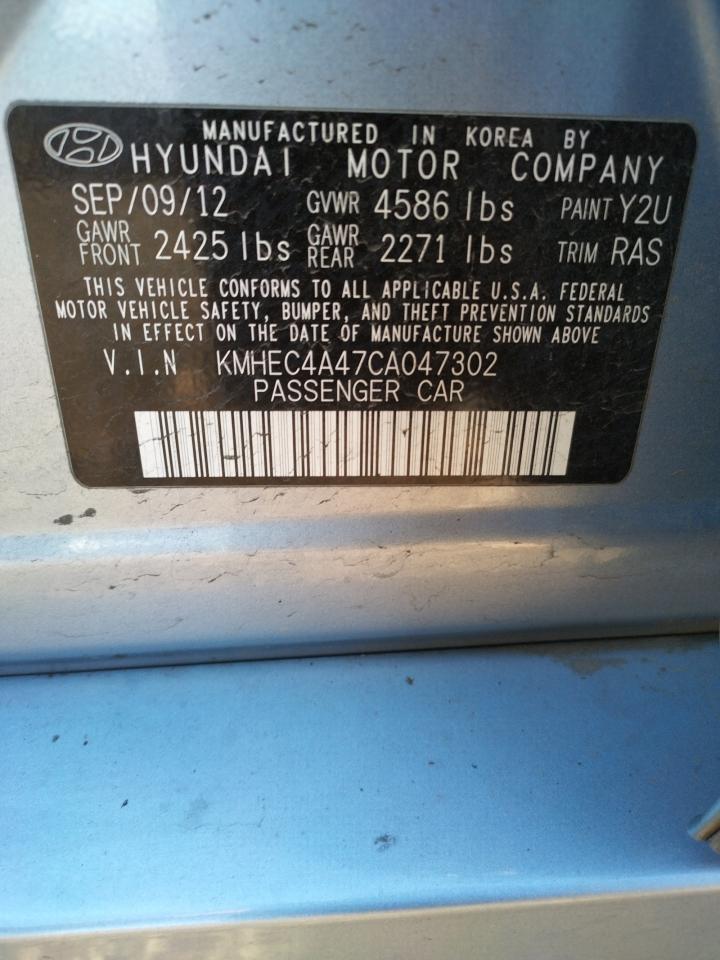 Photo 10 from auction – 2012 HYUNDAI SONATA HYB with VIN KMHEC4A47CA047302