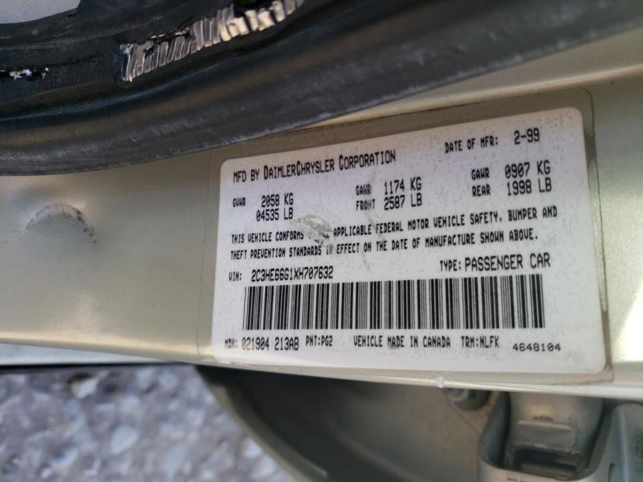 Photo 10 from auction – 1999 CHRYSLER 300M with VIN 2C3HE66G1XH707632