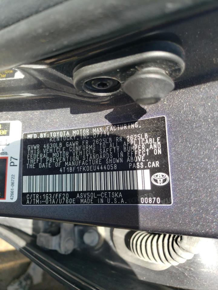 Photo 10 from auction – 2014 TOYOTA CAMRY L with VIN 4T1BF1FK0EU444058