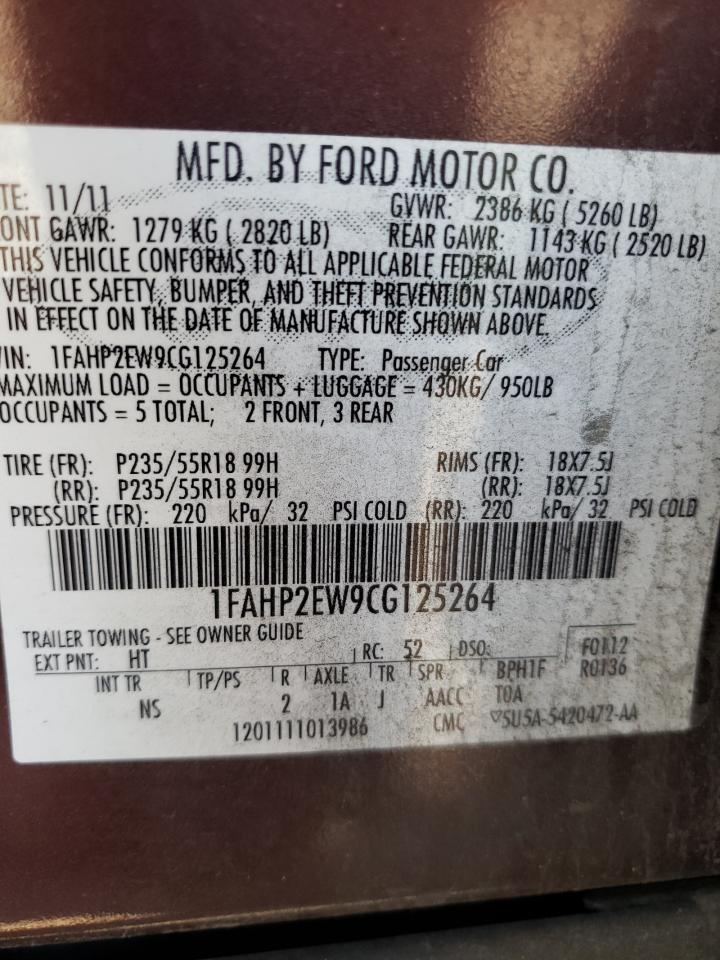 Photo 10 from auction – 2012 FORD TAURUS SEL with VIN 1FAHP2EW9CG125264