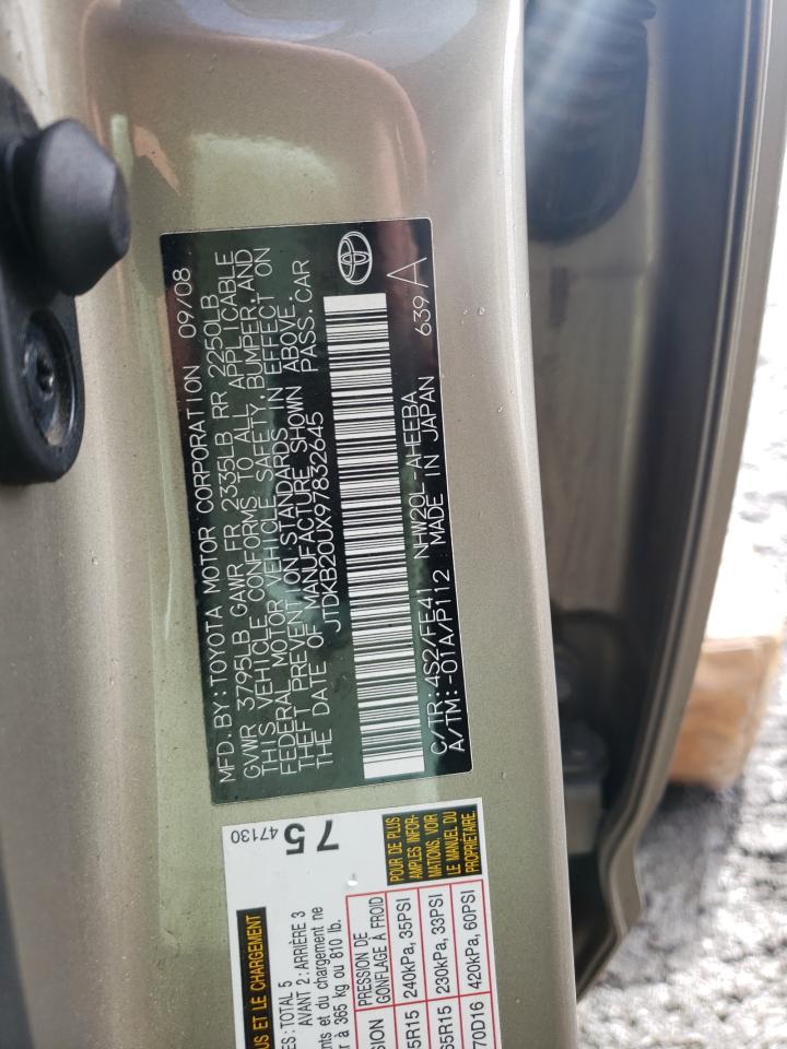 Photo 10 from auction – 2009 TOYOTA PRIUS with VIN JTDKB20UX97832645
