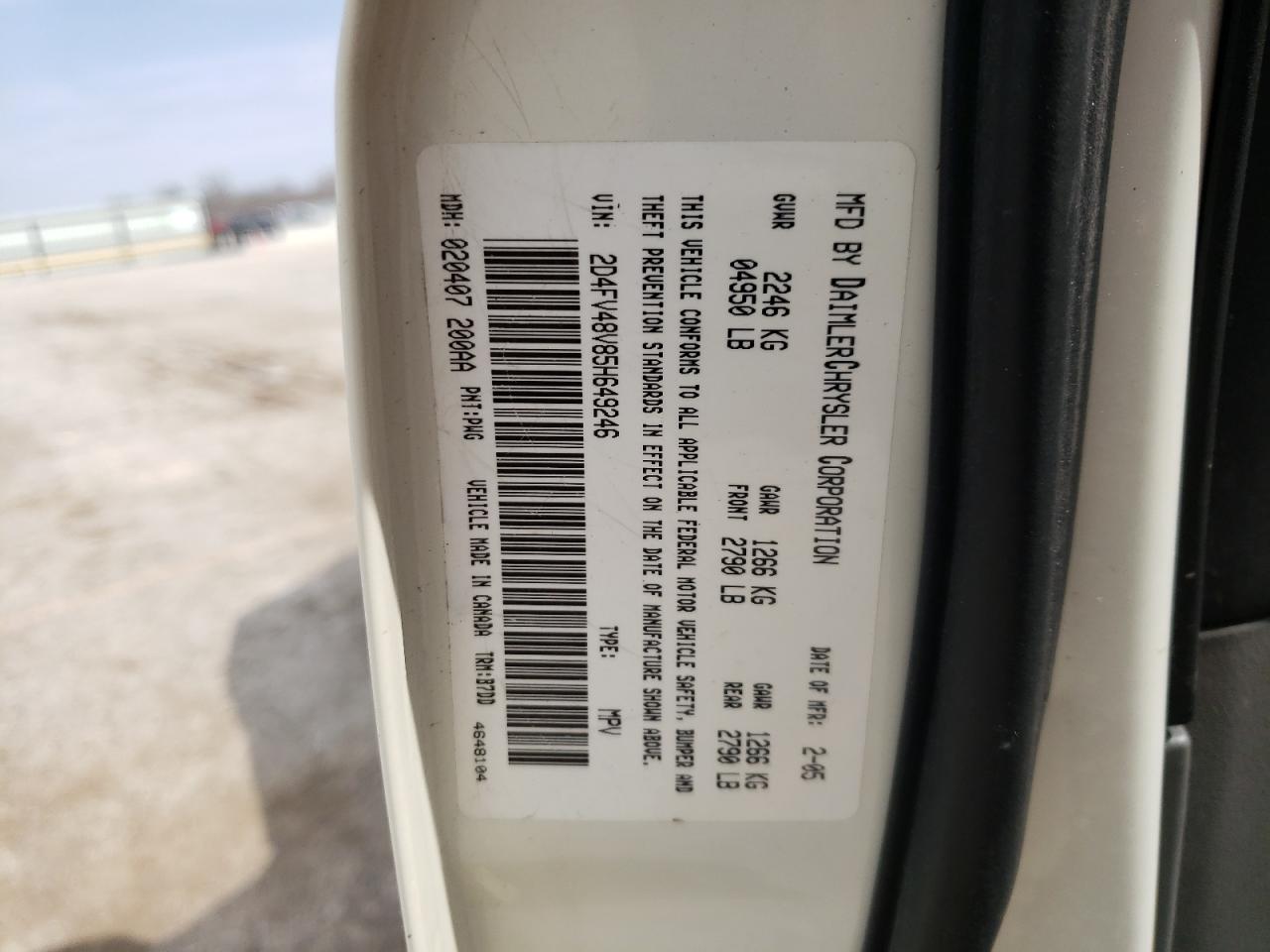 Photo 10 from auction – 2005 DODGE MAGNUM SXT with VIN 2D4FV48V85H649246