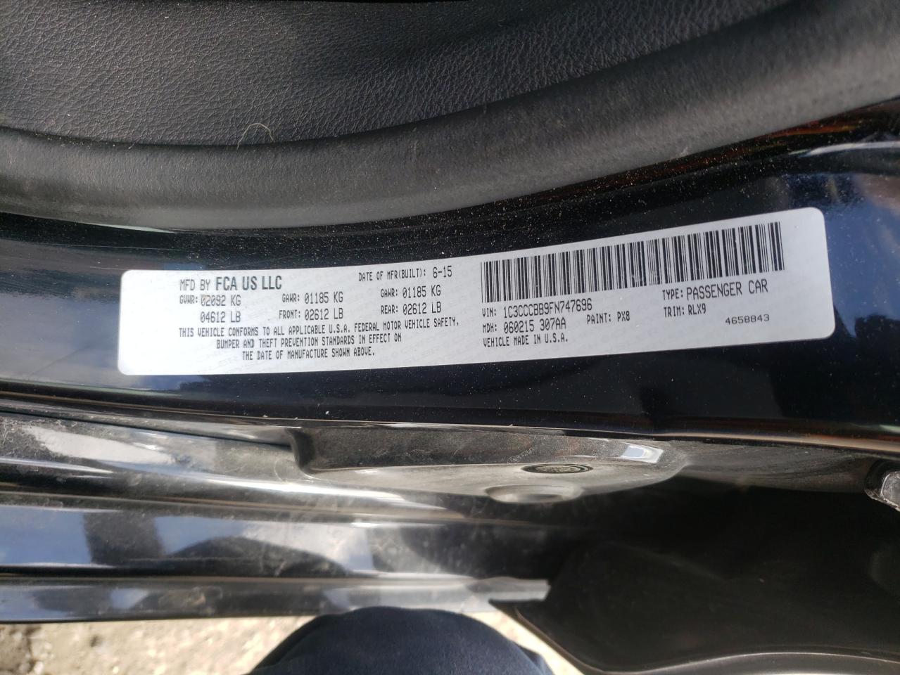 Photo 10 from auction – 2015 CHRYSLER 200 S with VIN 1C3CCCBB9FN747696