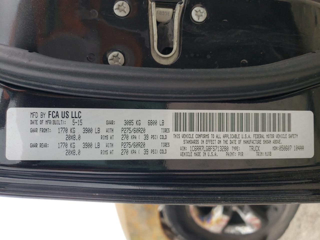 Photo 10 from auction – 2015 RAM 1500 SLT with VIN 1C6RR7LG8FS713280