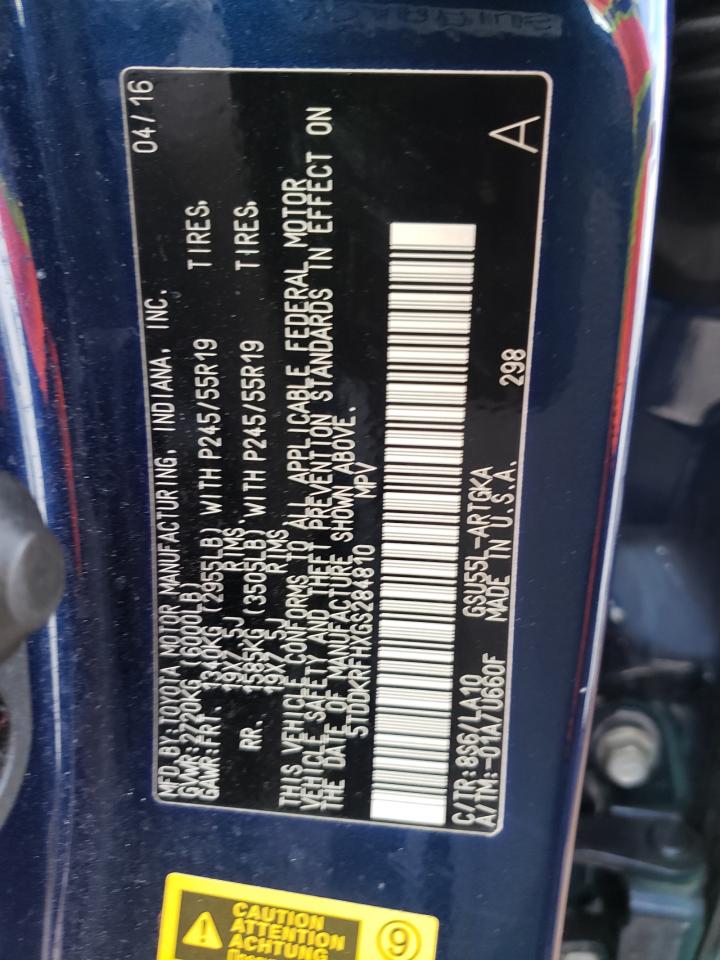 Фото 10 с аукциона – 2016 TOYOTA HIGHLANDER с VIN 5TDDKRFHXGS284810
