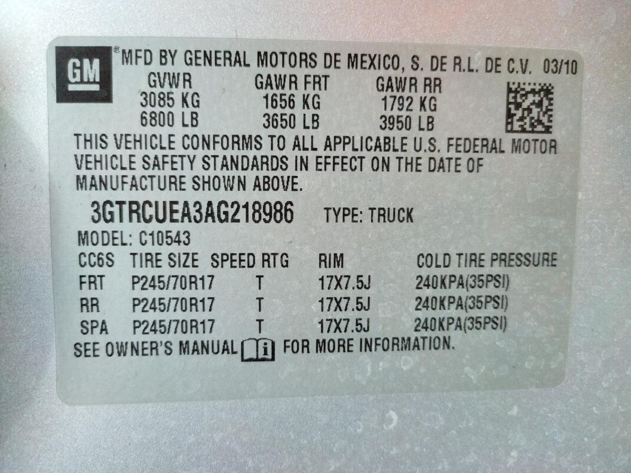Photo 10 from auction – 2010 GMC SIERRA C15 with VIN 3GTRCUEA3AG218986