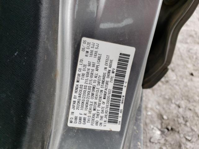 Photo 10 from auction – 2005 HONDA CR-V EX with VIN JHLRD78835C051922