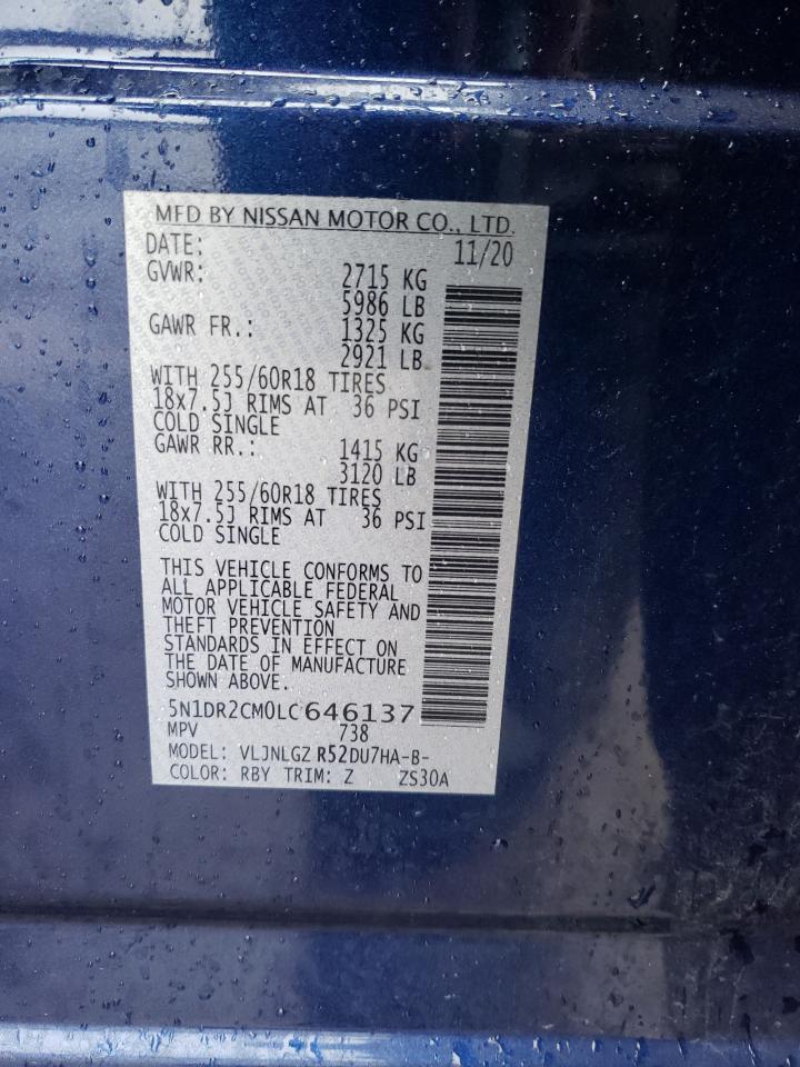 Photo 10 from auction – 2020 NISSAN PATHFINDER with VIN 5N1DR2CM0LC646137