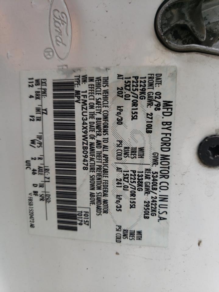 Photo 10 from auction – 1998 FORD EXPLORER with VIN 1FMZU34X9WZB09478