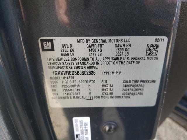 Photo 10 from auction – 2011 GMC ACADIA SLT with VIN 1GKKVRED3BJ302636