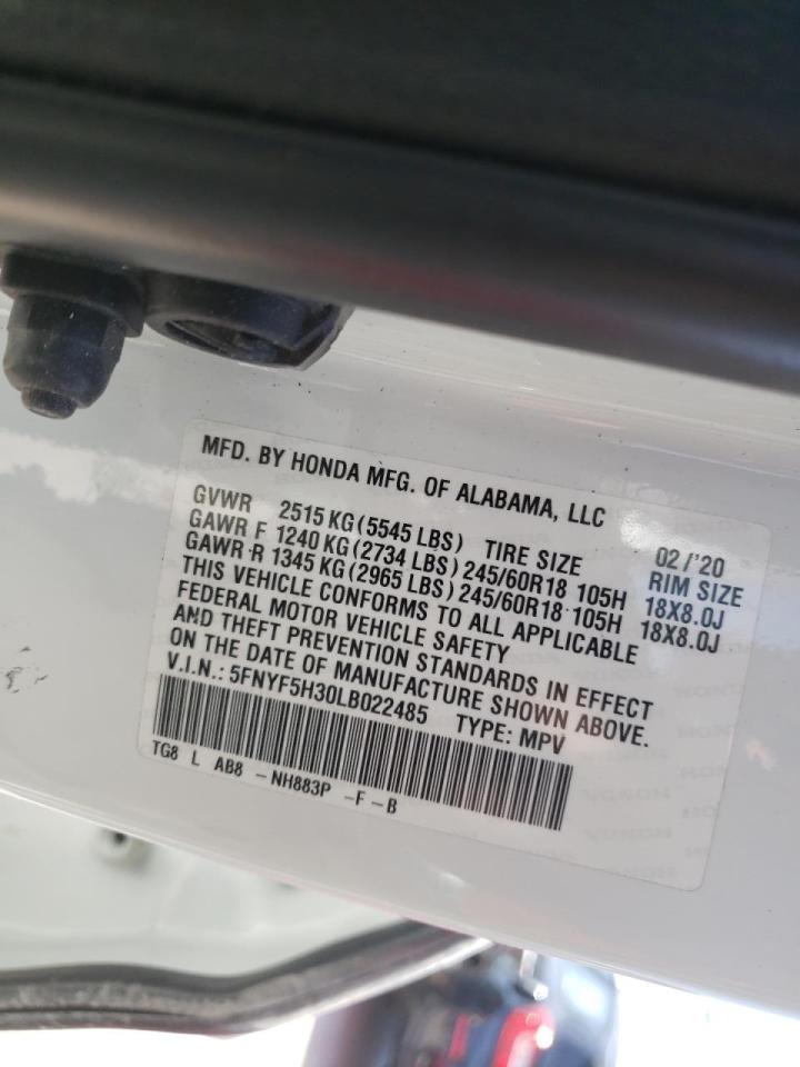 Photo 10 from auction – 2020 HONDA PILOT EX with VIN 5FNYF5H30LB022485