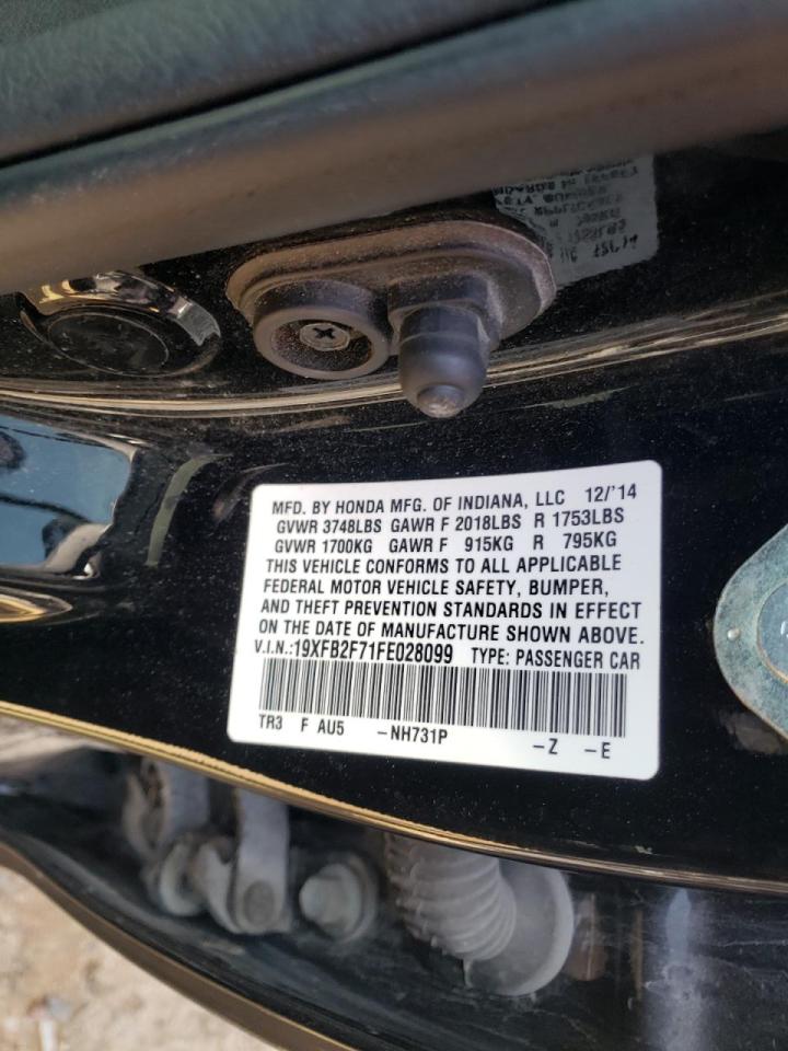 Photo 10 from auction – 2015 HONDA CIVIC SE with VIN 19XFB2F71FE028099