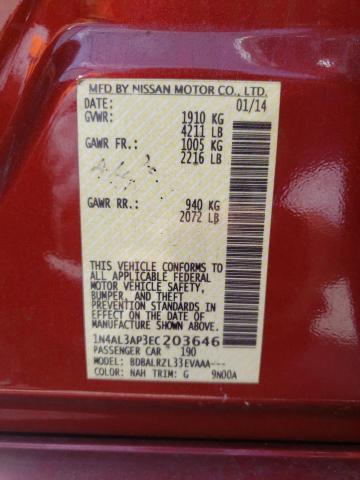 Photo 10 from auction – 2014 NISSAN ALTIMA 2.5 with VIN 1N4AL3AP3EC203646
