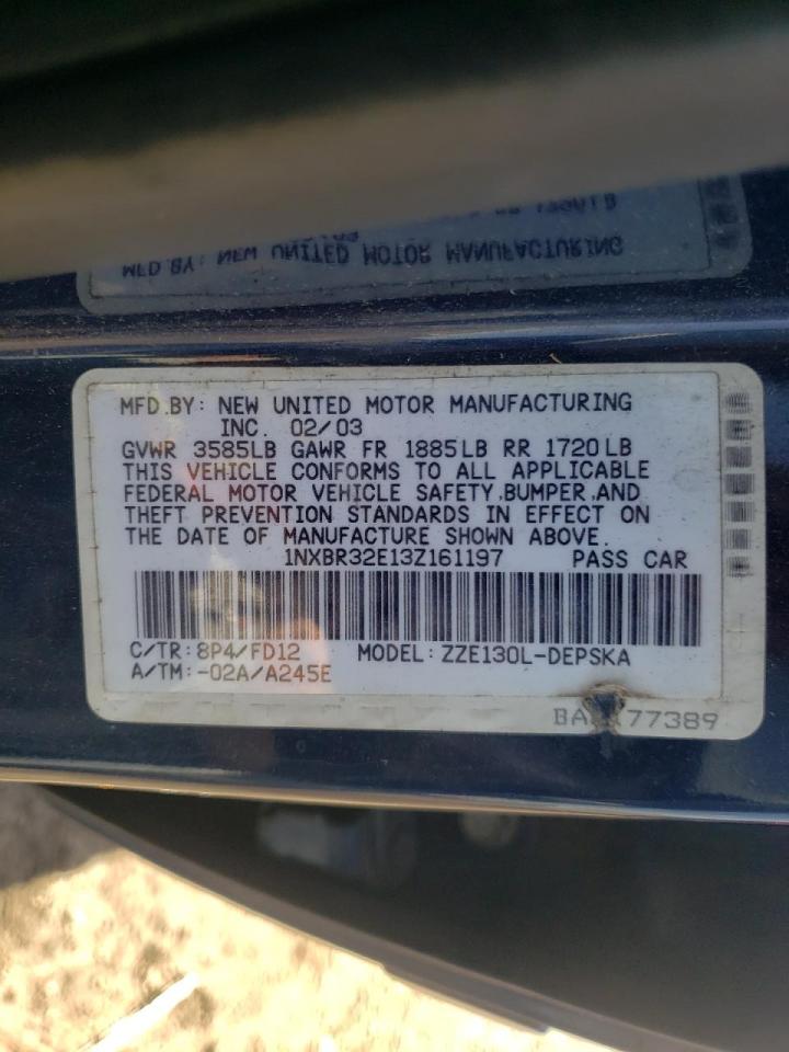 Photo 10 from auction – 2003 TOYOTA COROLLA CE with VIN 1NXBR32E13Z161197