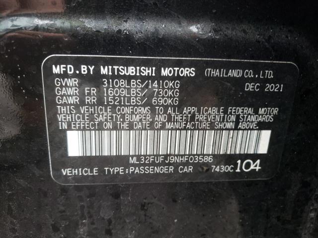 Photo 10 from auction – 2022 MITSUBISHI MIRAGE with VIN ML32FUFJ9NHF03586