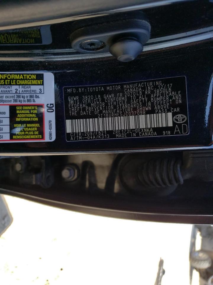 Photo 10 from auction – 2018 TOYOTA COROLLA L with VIN 2T1BURHE5JC037098